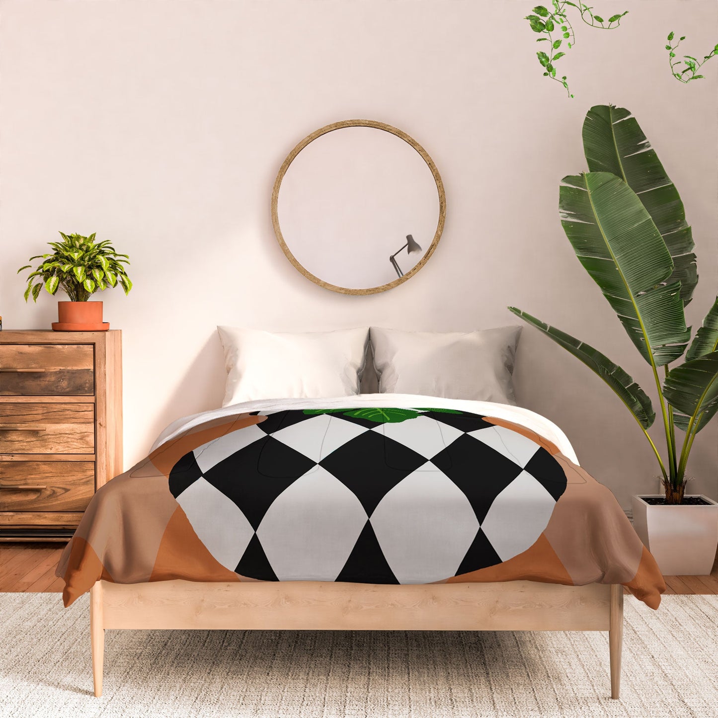 Coco de Paris Green plant retro style 6 Comforter