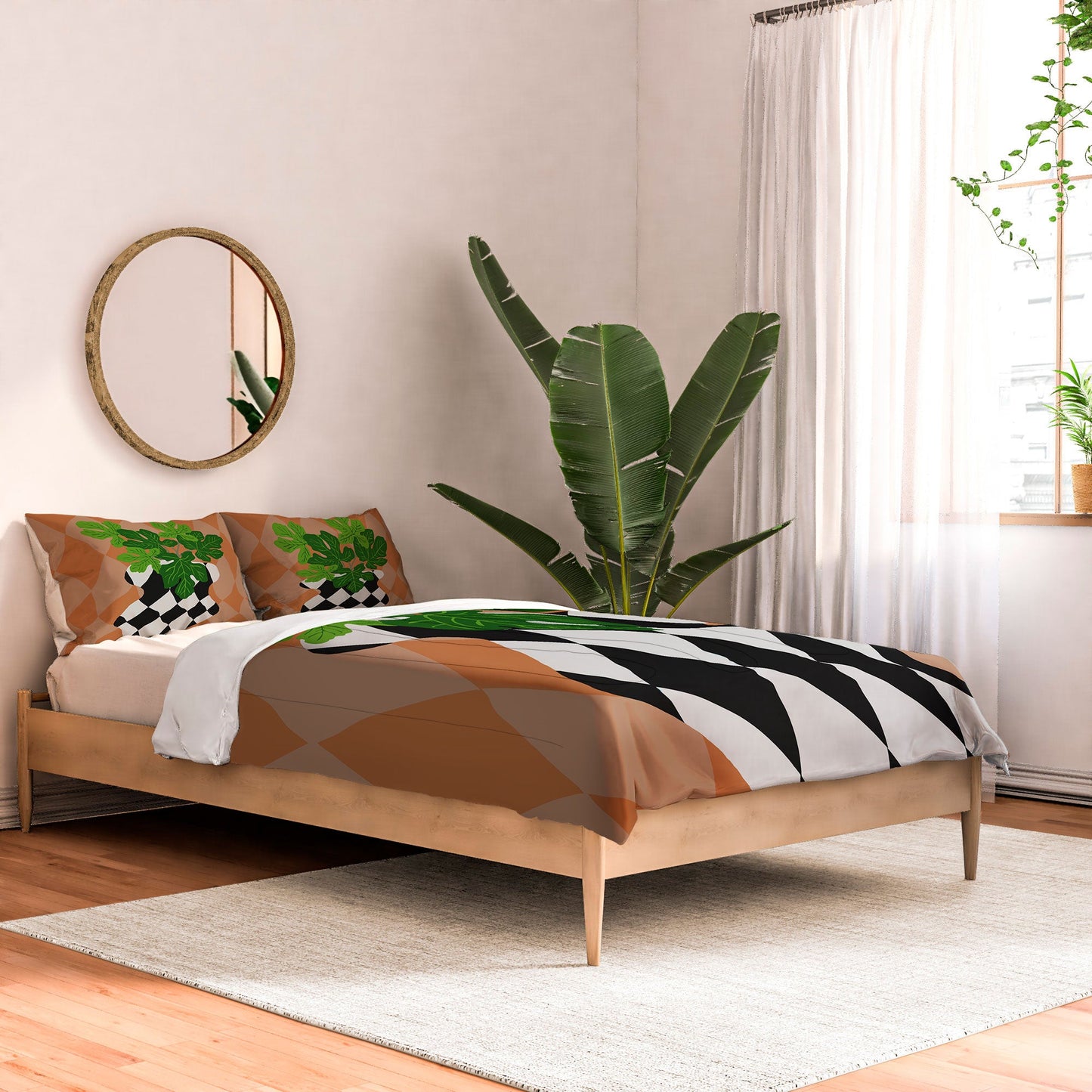 Coco de Paris Green plant retro style 6 Comforter