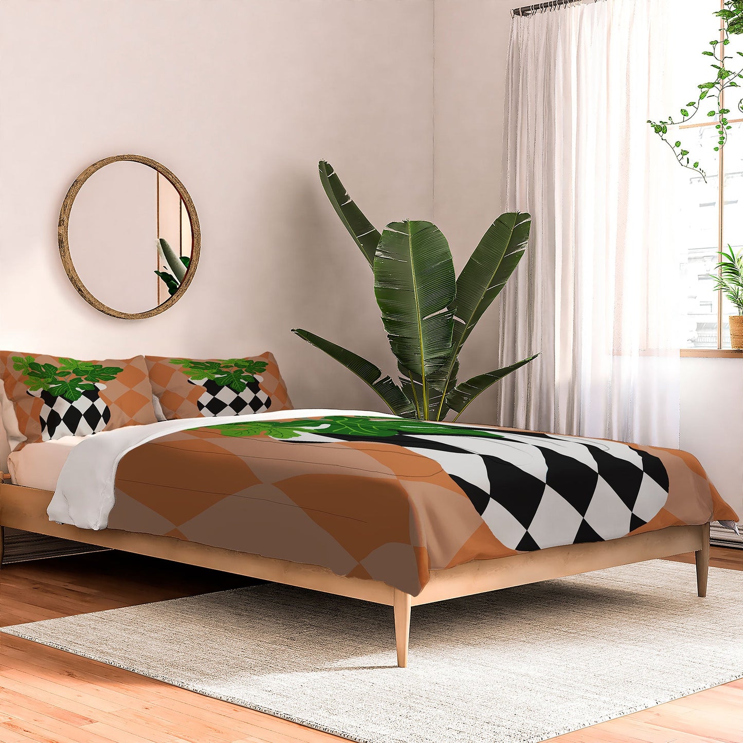 Coco de Paris Green plant retro style 6 Comforter