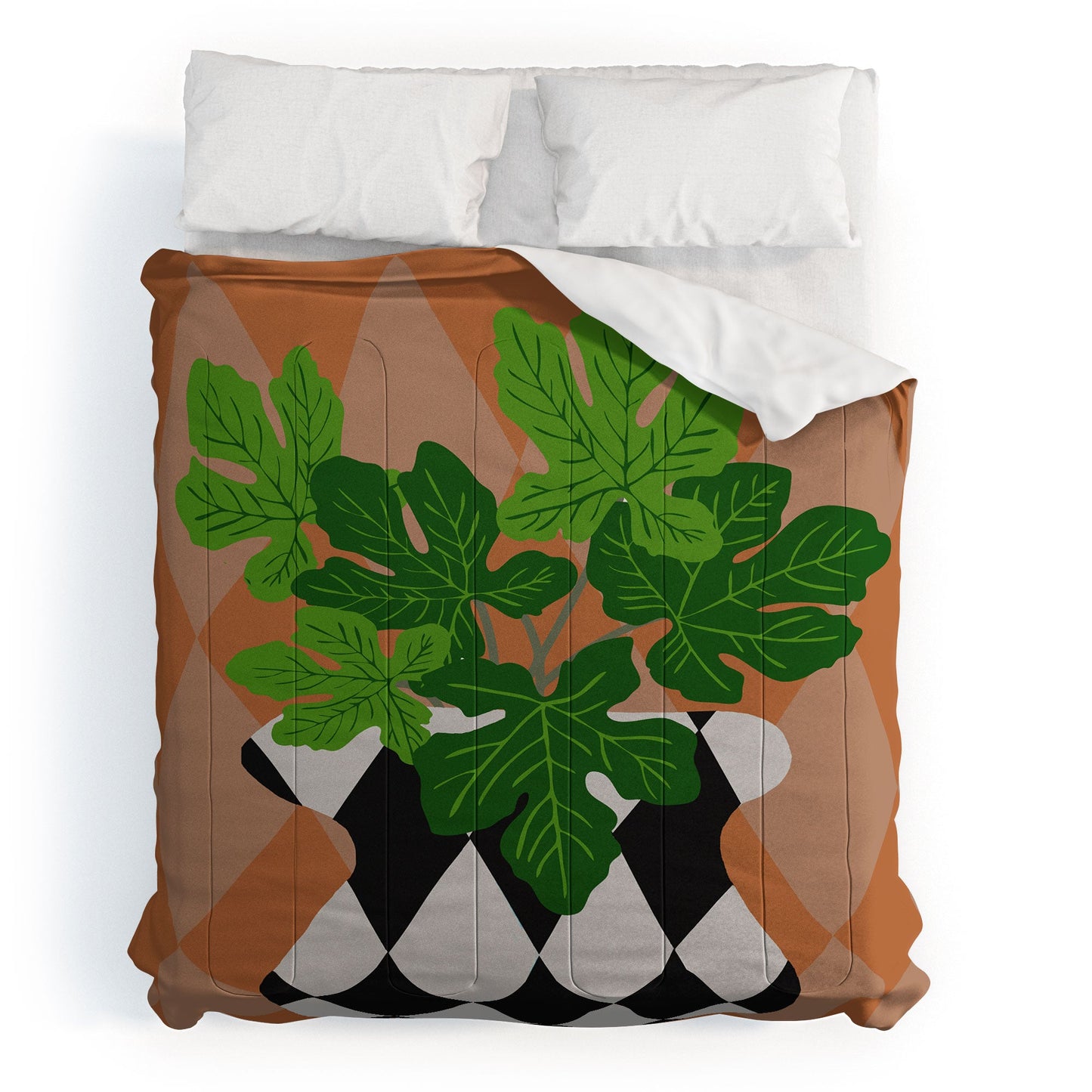 Coco de Paris Green plant retro style 6 Comforter