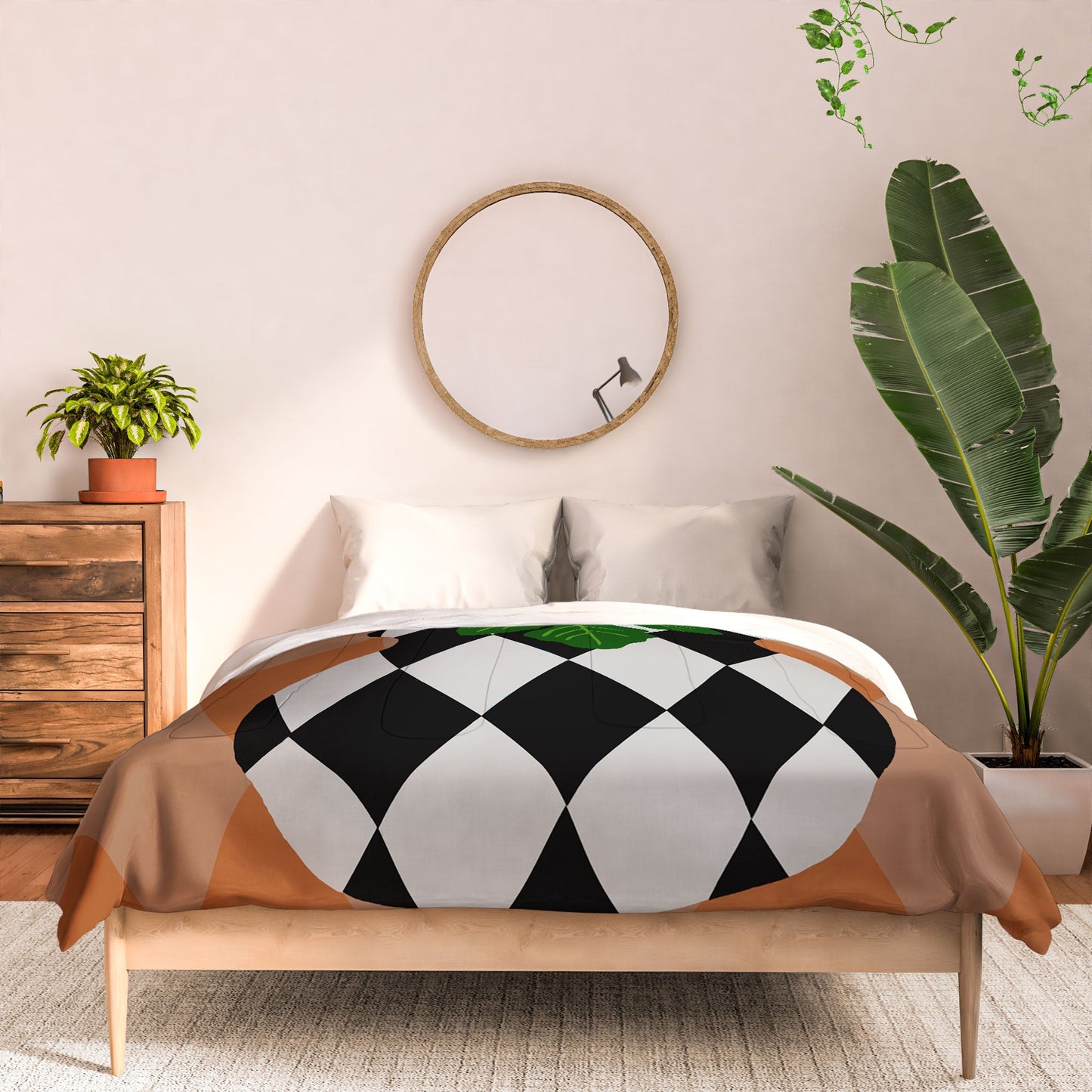 Coco de Paris Green plant retro style 6 Comforter