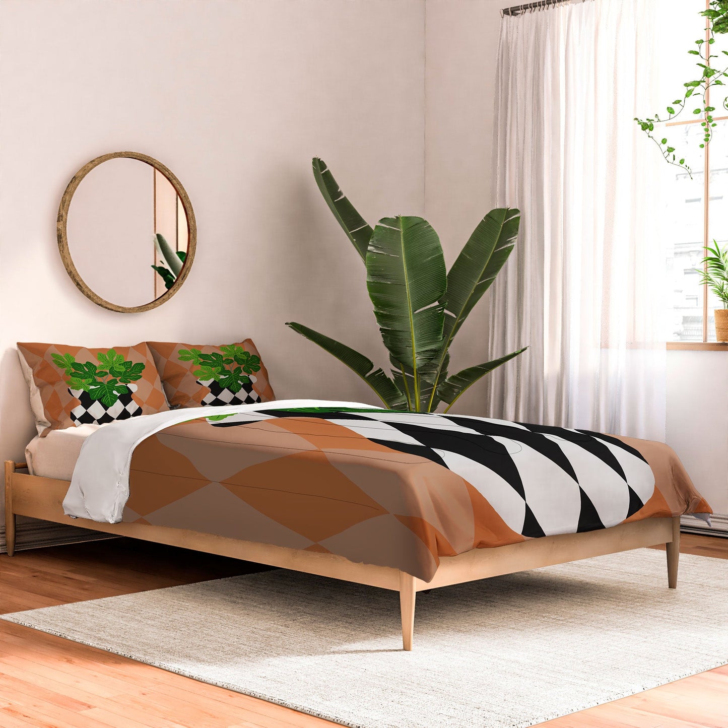 Coco de Paris Green plant retro style 6 Comforter