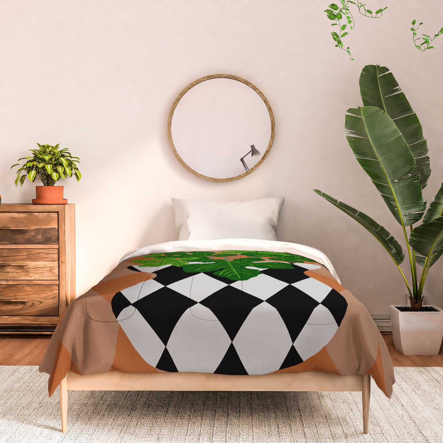 Coco de Paris Green plant retro style 6 Comforter