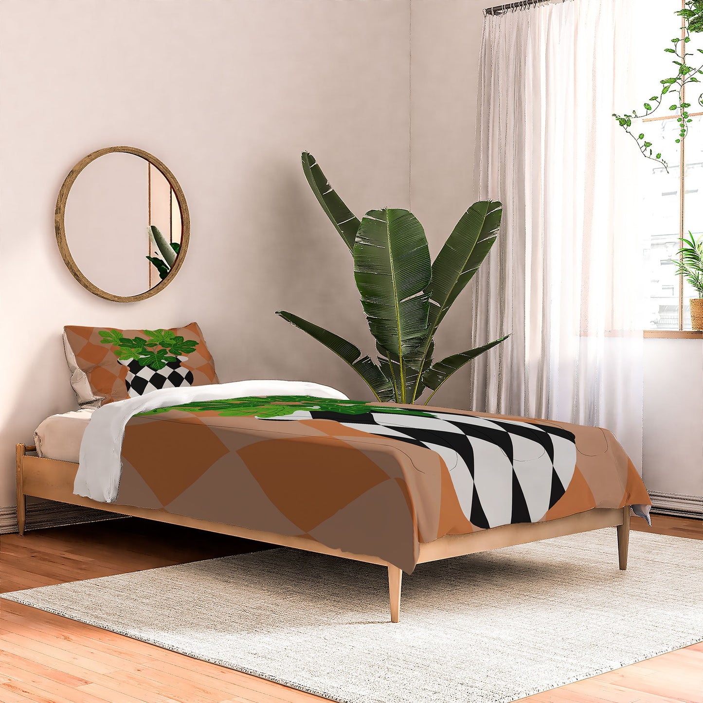 Coco de Paris Green plant retro style 6 Comforter