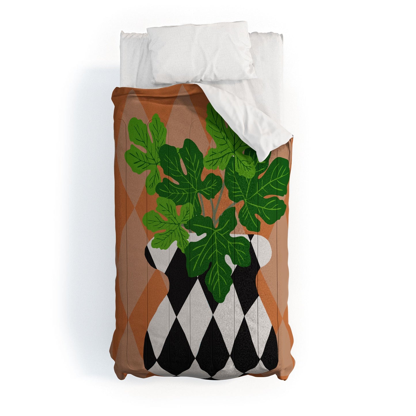 Coco de Paris Green plant retro style 6 Comforter