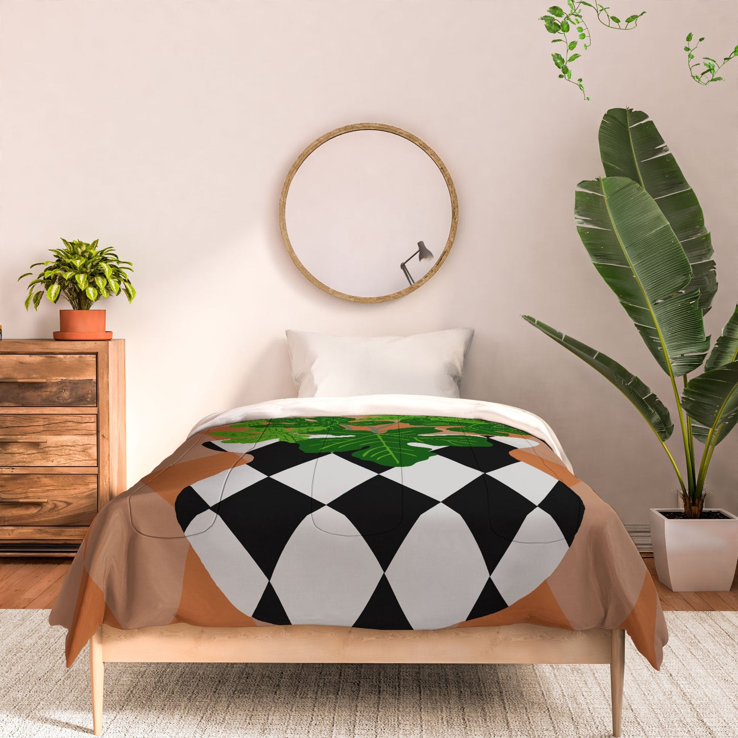 Coco de Paris Green plant retro style 6 Comforter