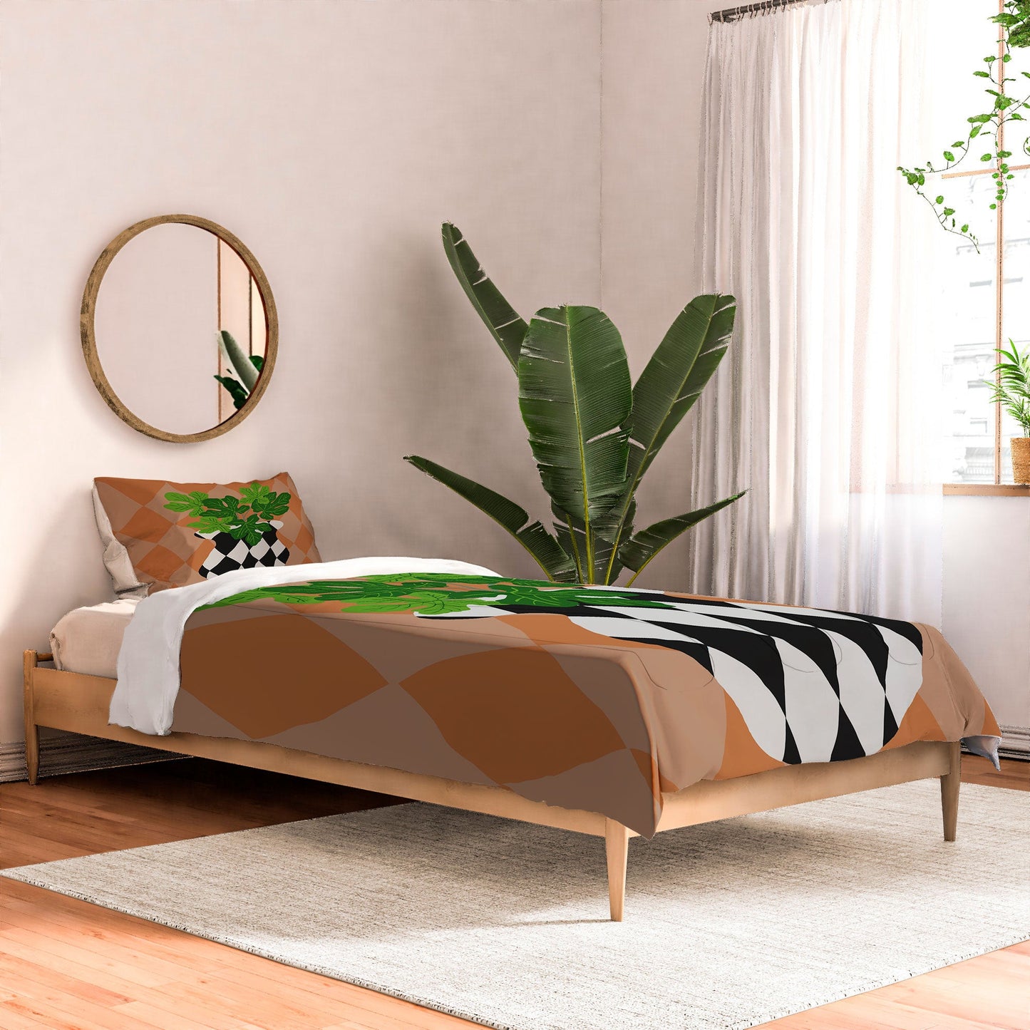 Coco de Paris Green plant retro style 6 Comforter