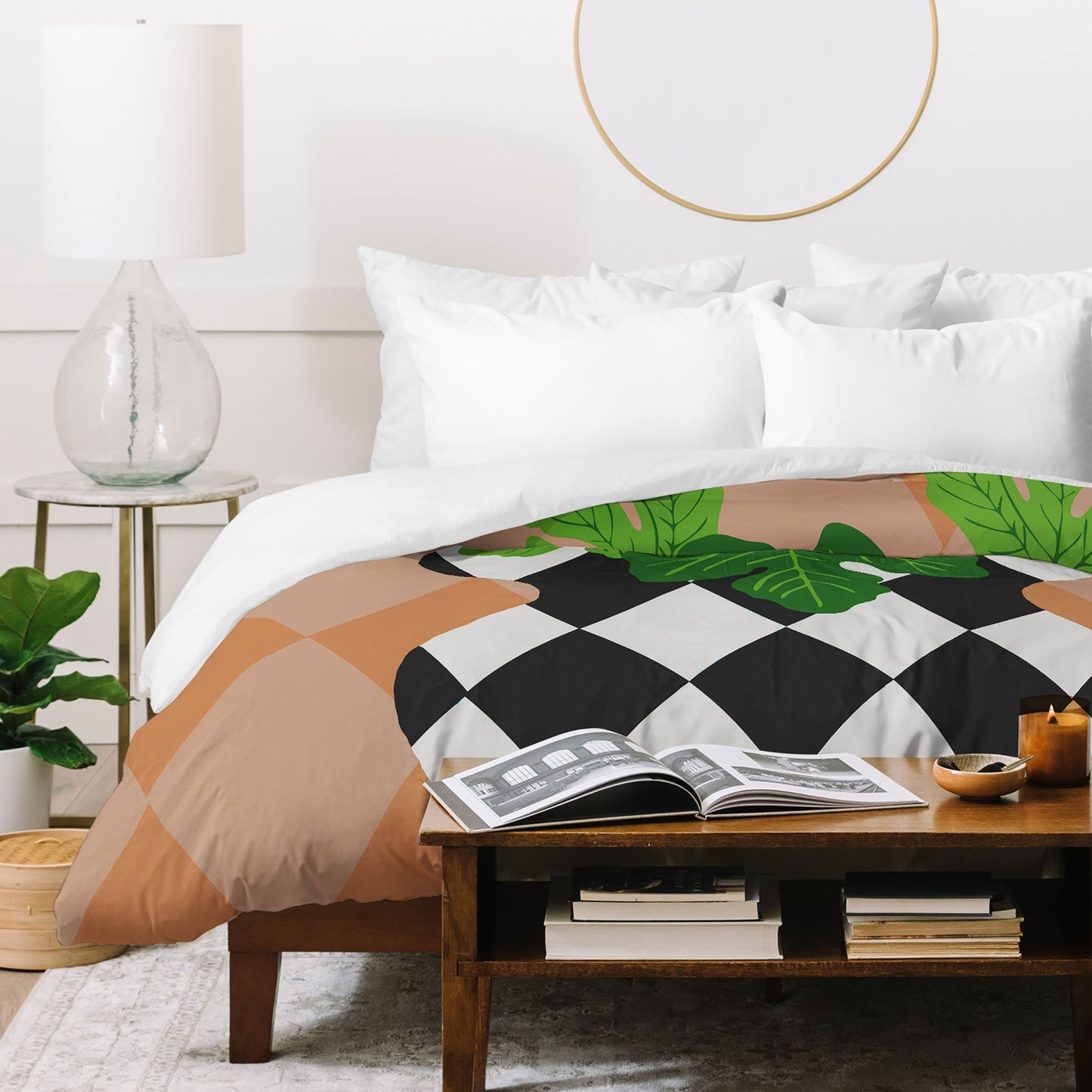 Coco de Paris Green plant retro style 6 Duvet Cover