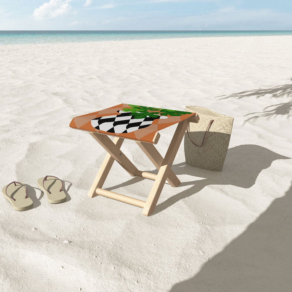 Coco de Paris Green plant retro style 6 Folding Stool