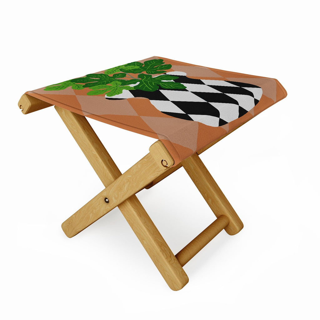 Coco de Paris Green plant retro style 6 Folding Stool