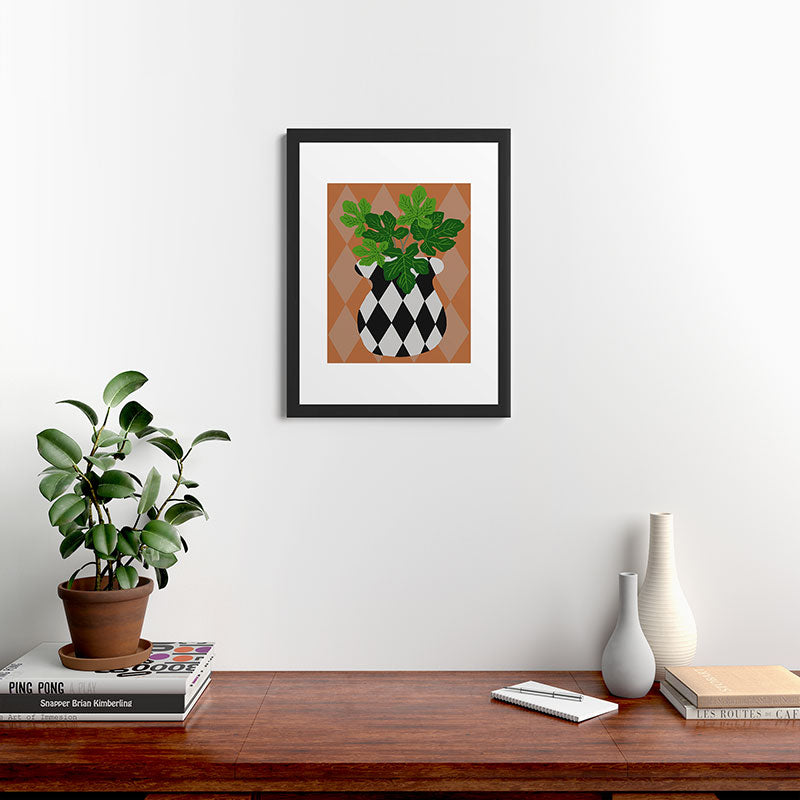 Coco de Paris Green plant retro style 6 Framed Art Print