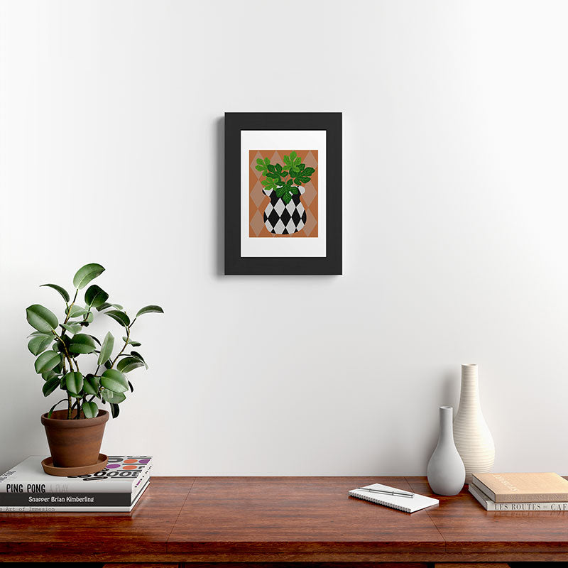 Coco de Paris Green plant retro style 6 Framed Art Print