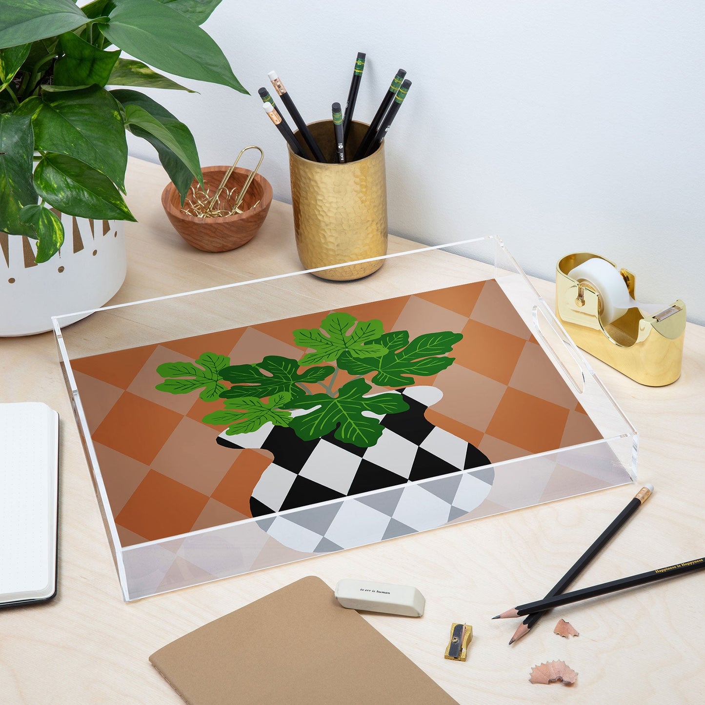 Coco de Paris Green plant retro style 6 Acrylic Tray