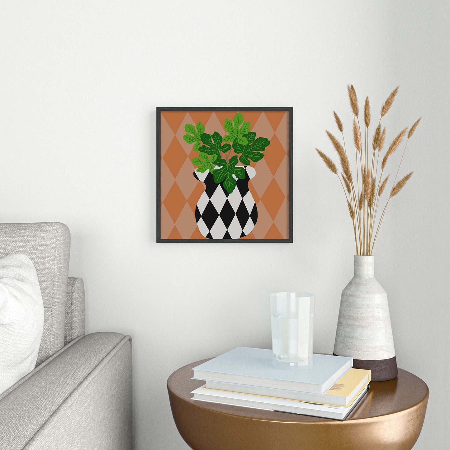 Coco de Paris Green plant retro style 6 Square Metal Framed Art Print