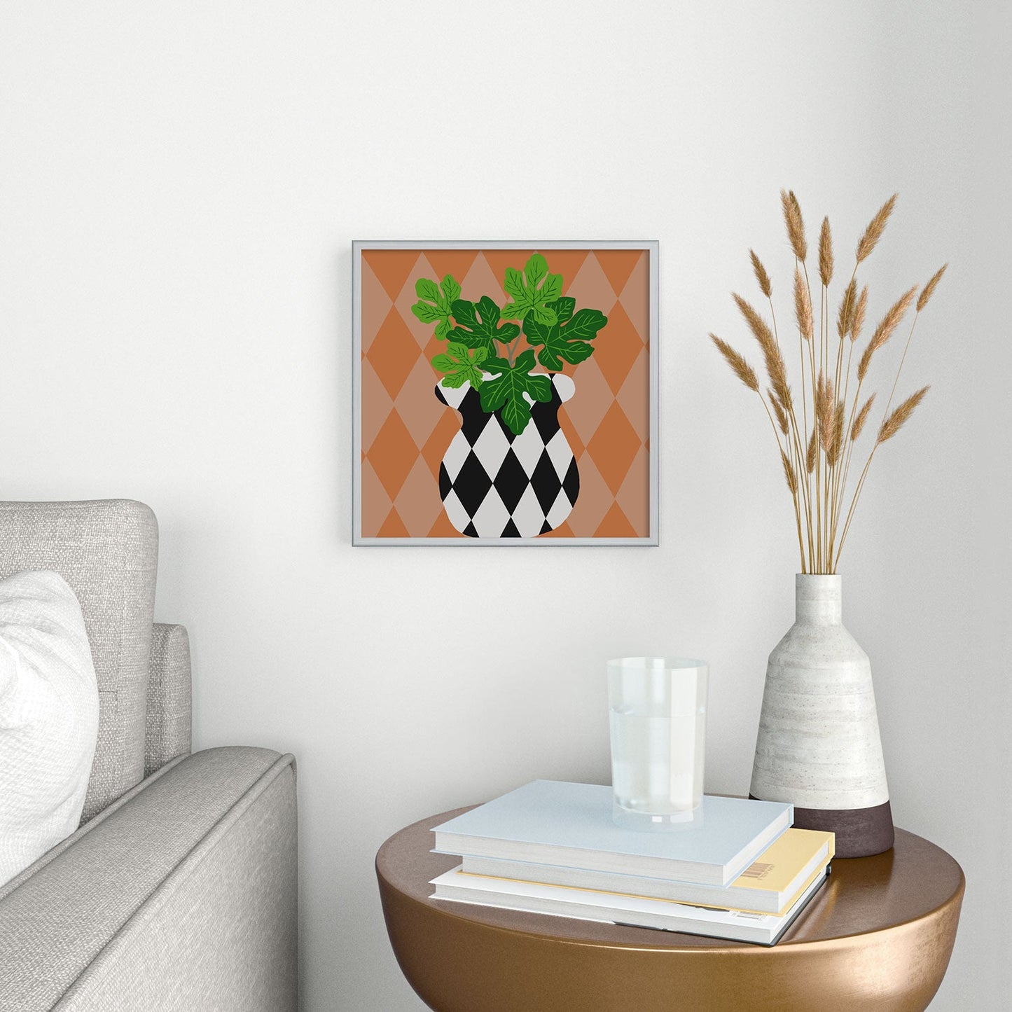 Coco de Paris Green plant retro style 6 Square Metal Framed Art Print