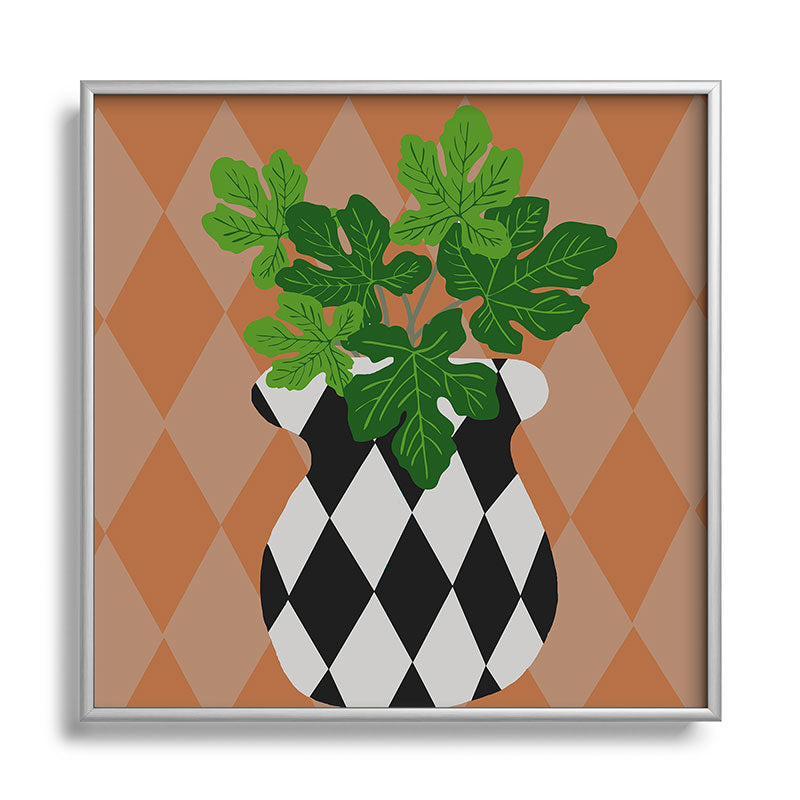 Coco de Paris Green plant retro style 6 Square Metal Framed Art Print