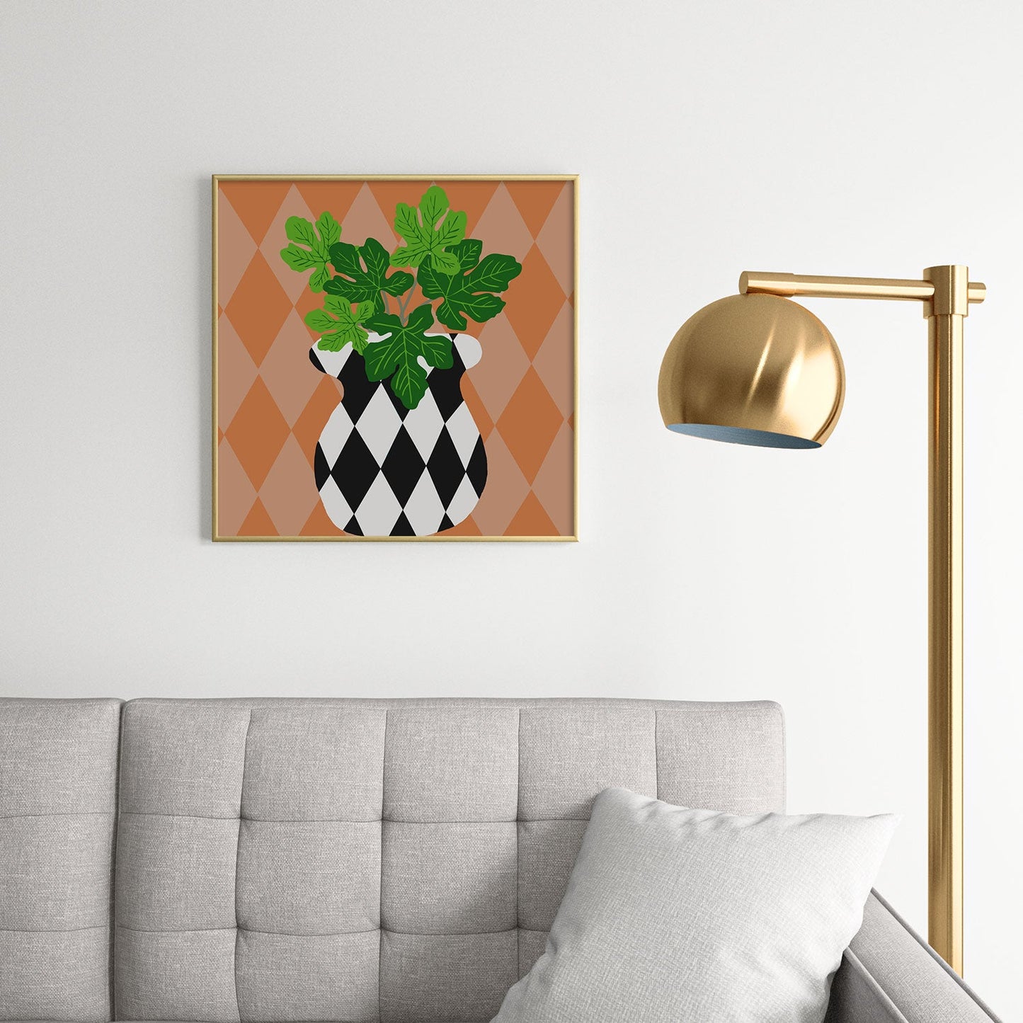 Coco de Paris Green plant retro style 6 Square Metal Framed Art Print