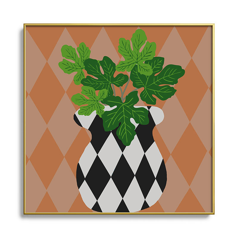 Coco de Paris Green plant retro style 6 Square Metal Framed Art Print