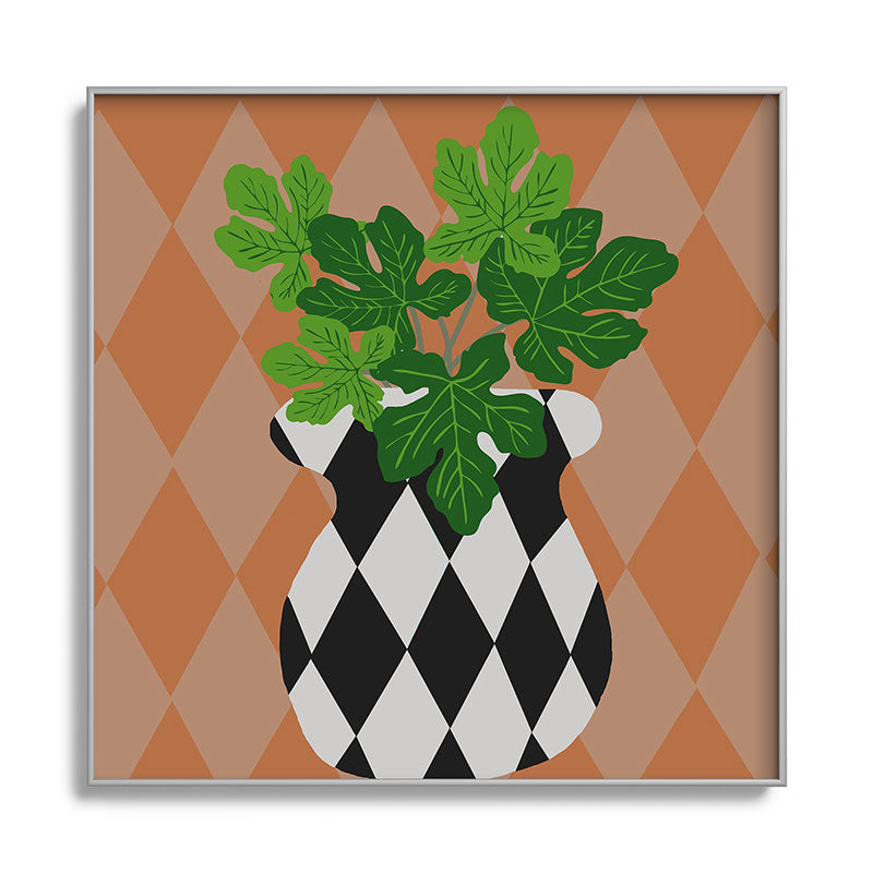 Coco de Paris Green plant retro style 6 Square Metal Framed Art Print
