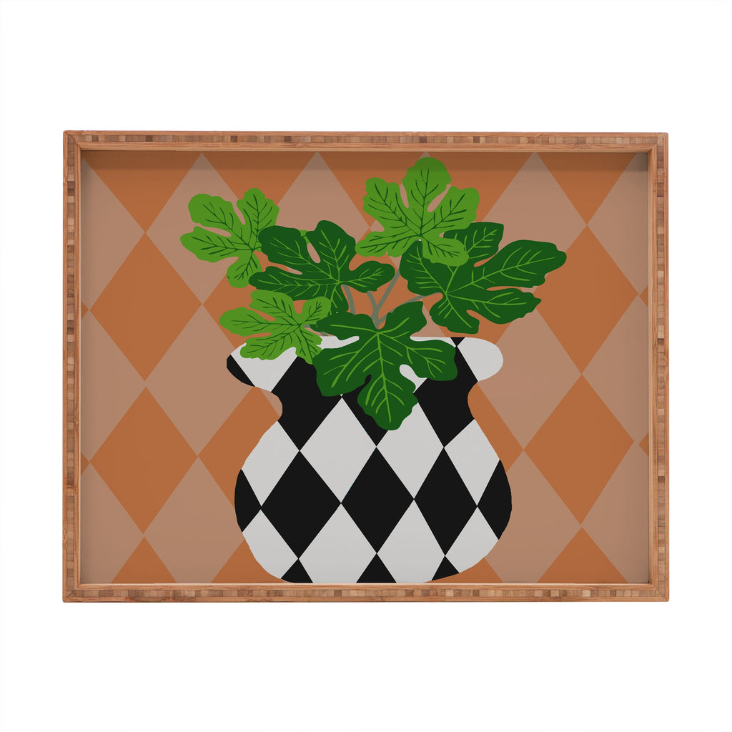 Coco de Paris Green plant retro style 6 Rectangular Tray