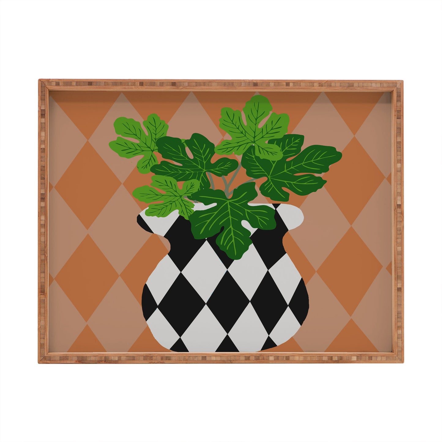 Coco de Paris Green plant retro style 6 Rectangular Tray