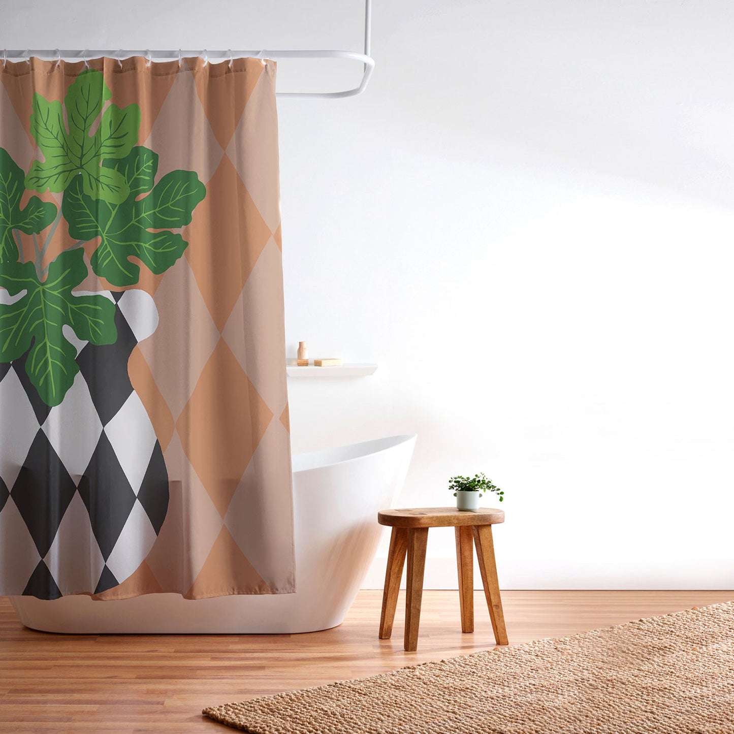 Coco de Paris Green plant retro style 6 Shower Curtain