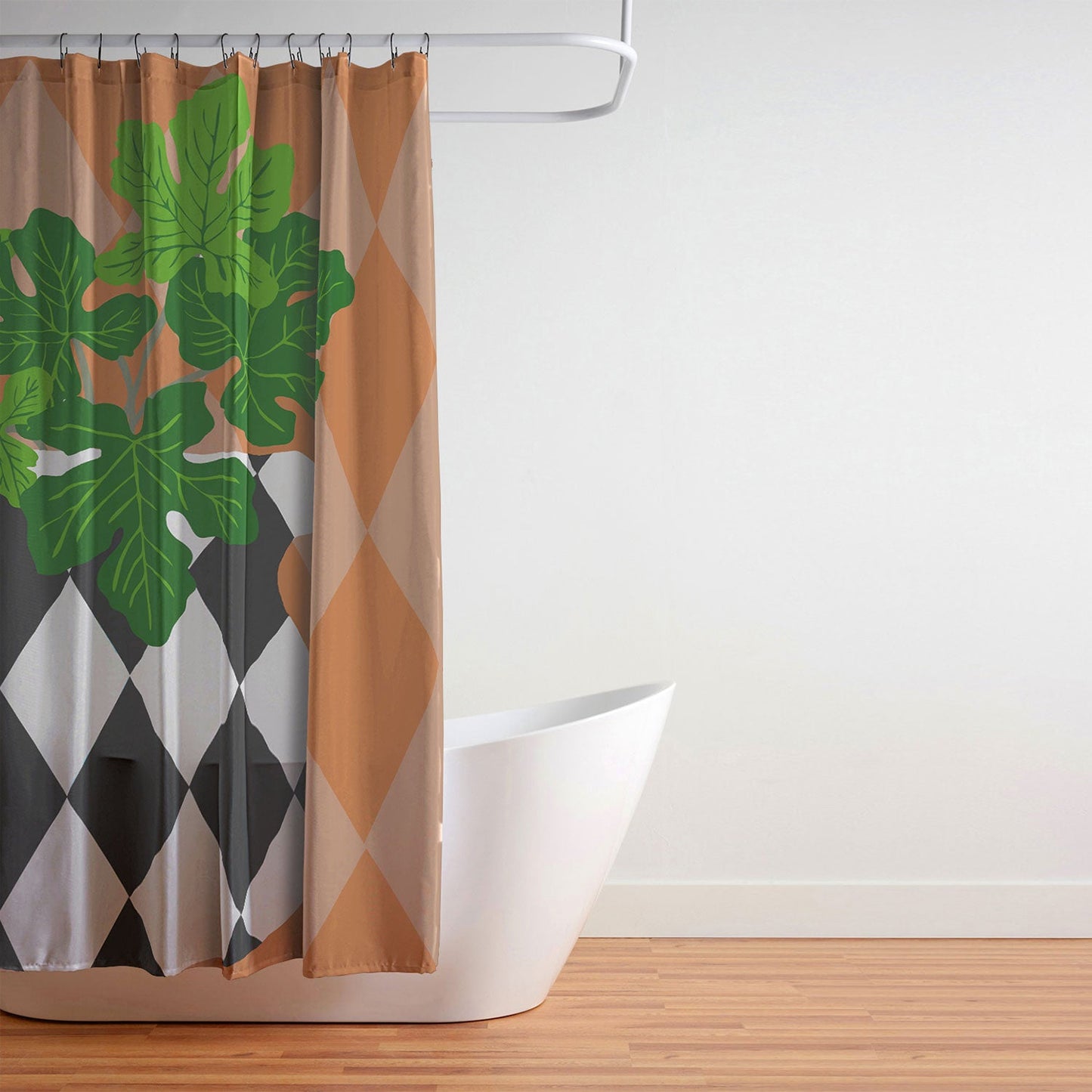 Coco de Paris Green plant retro style 6 Shower Curtain