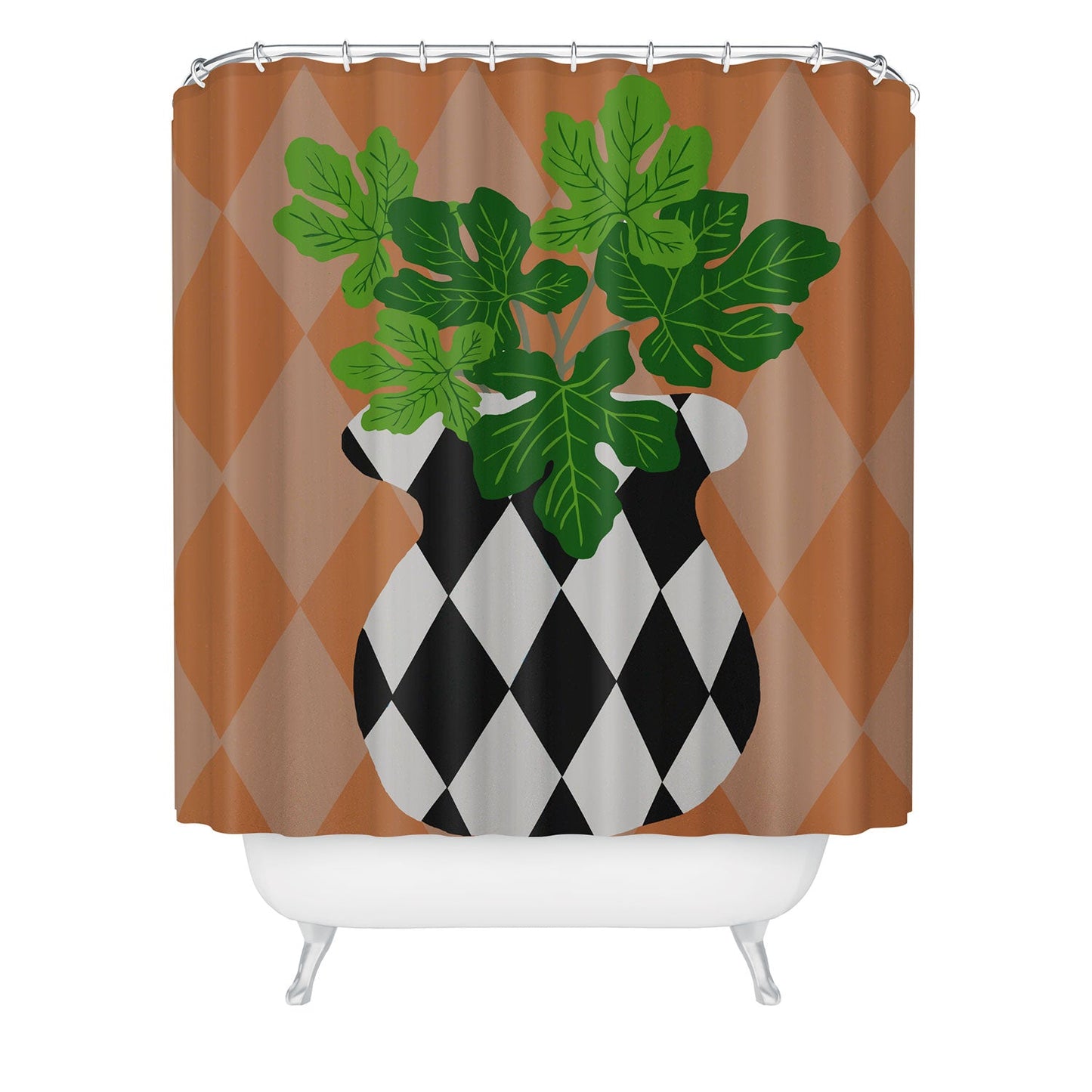 Coco de Paris Green plant retro style 6 Shower Curtain