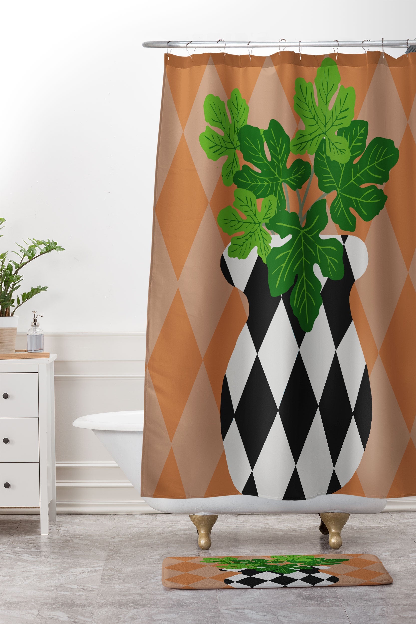 Coco de Paris Green plant retro style 6 Memory Foam Bath Mat