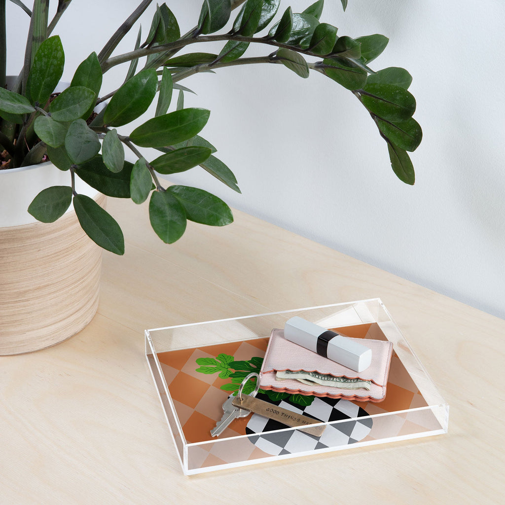 Coco de Paris Green plant retro style 6 Acrylic Tray