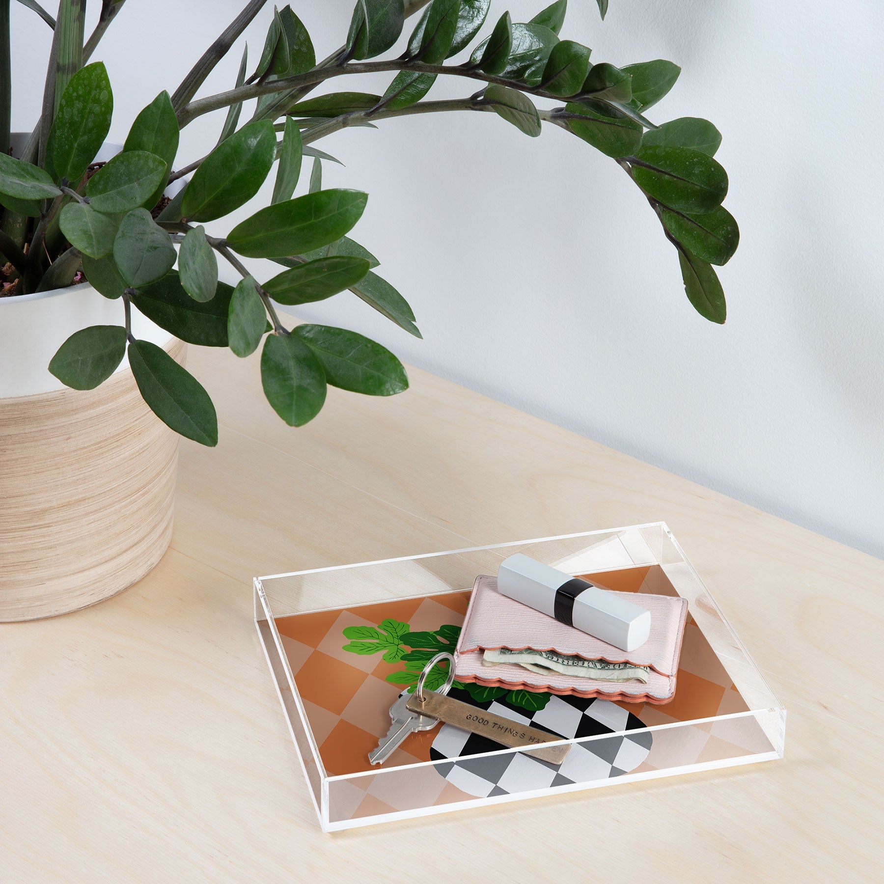 Coco de Paris Green plant retro style 6 Acrylic Tray