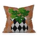 Coco de Paris Green plant retro style 6 Throw Pillow