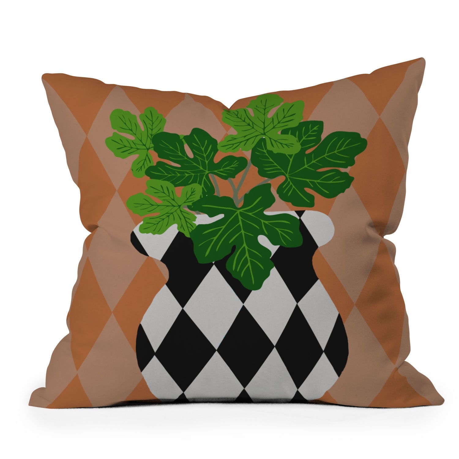Coco de Paris Green plant retro style 6 Throw Pillow