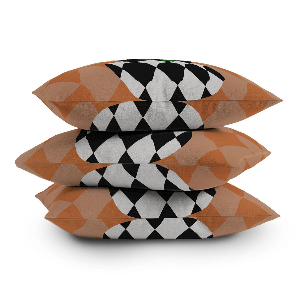 Coco de Paris Green plant retro style 6 Throw Pillow