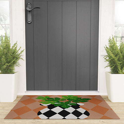 Coco de Paris Green plant retro style 6 Welcome Mat