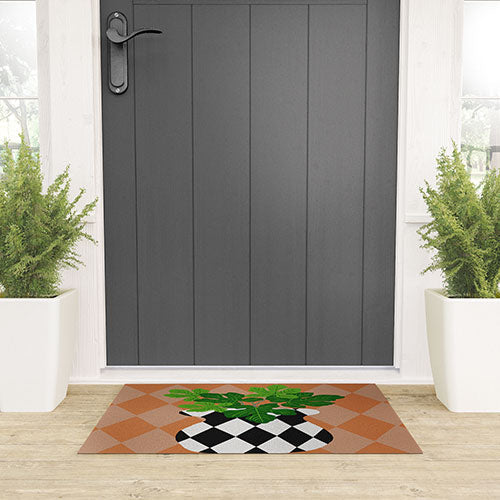 Coco de Paris Green plant retro style 6 Welcome Mat