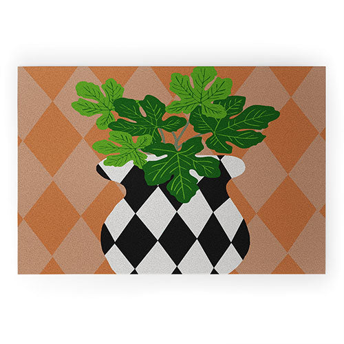 Coco de Paris Green plant retro style 6 Welcome Mat