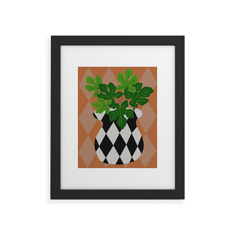 Coco de Paris Green plant retro style 6 Framed Art Print