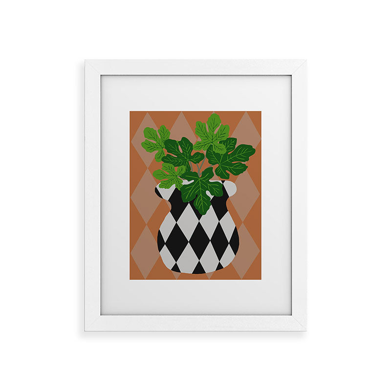 Coco de Paris Green plant retro style 6 Framed Art Print