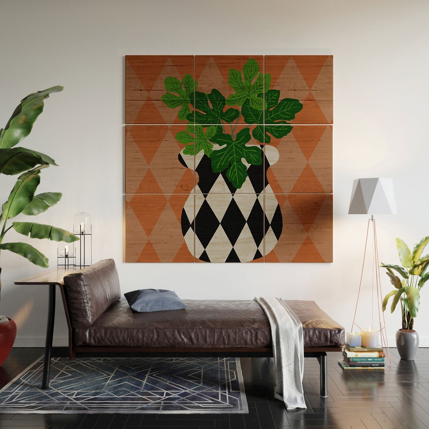 Coco de Paris Green plant retro style 6 Wood Wall Mural