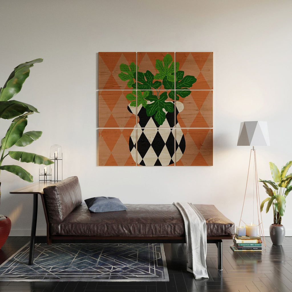 Coco de Paris Green plant retro style 6 Wood Wall Mural