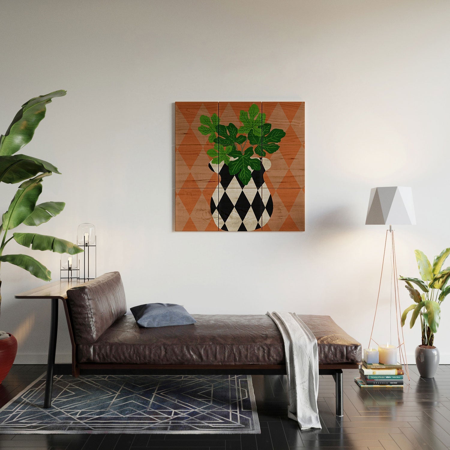 Coco de Paris Green plant retro style 6 Wood Wall Mural