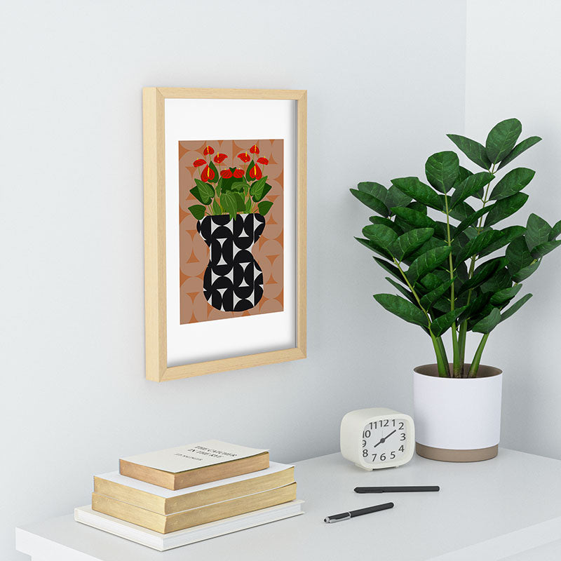 Coco de Paris Green plant retro style 7 Recessed Framing Rectangle
