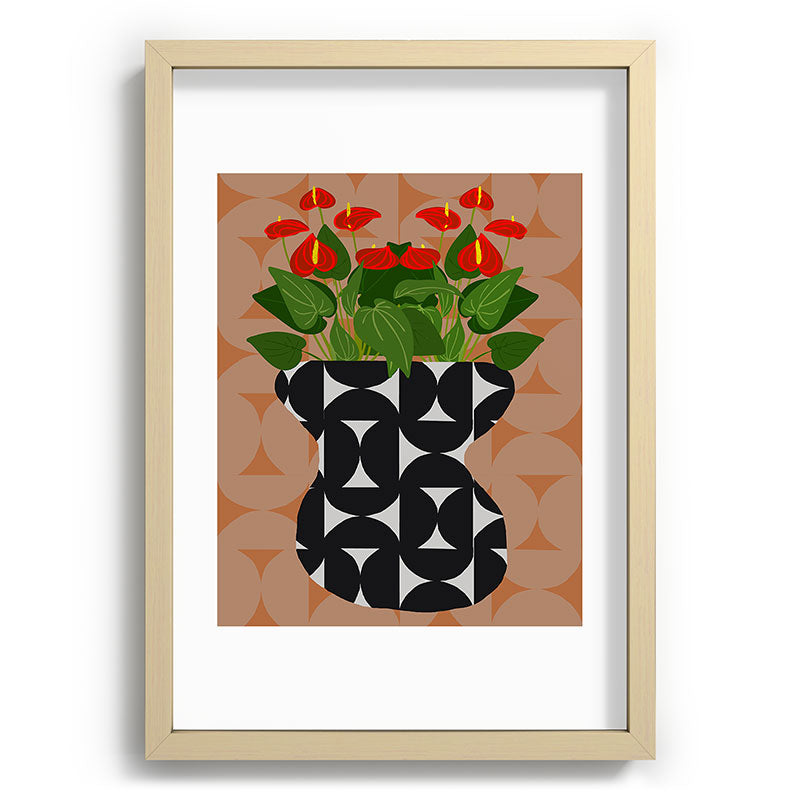 Coco de Paris Green plant retro style 7 Recessed Framing Rectangle