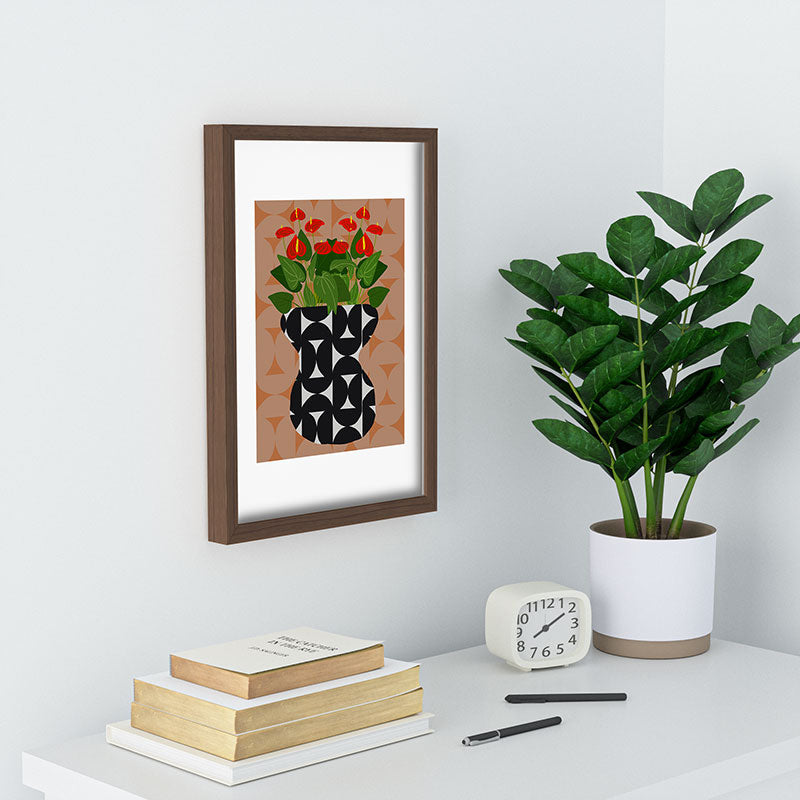 Coco de Paris Green plant retro style 7 Recessed Framing Rectangle