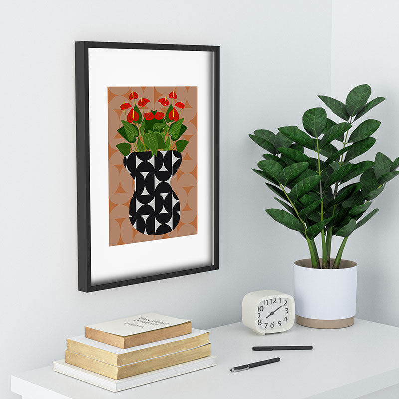Coco de Paris Green plant retro style 7 Recessed Framing Rectangle