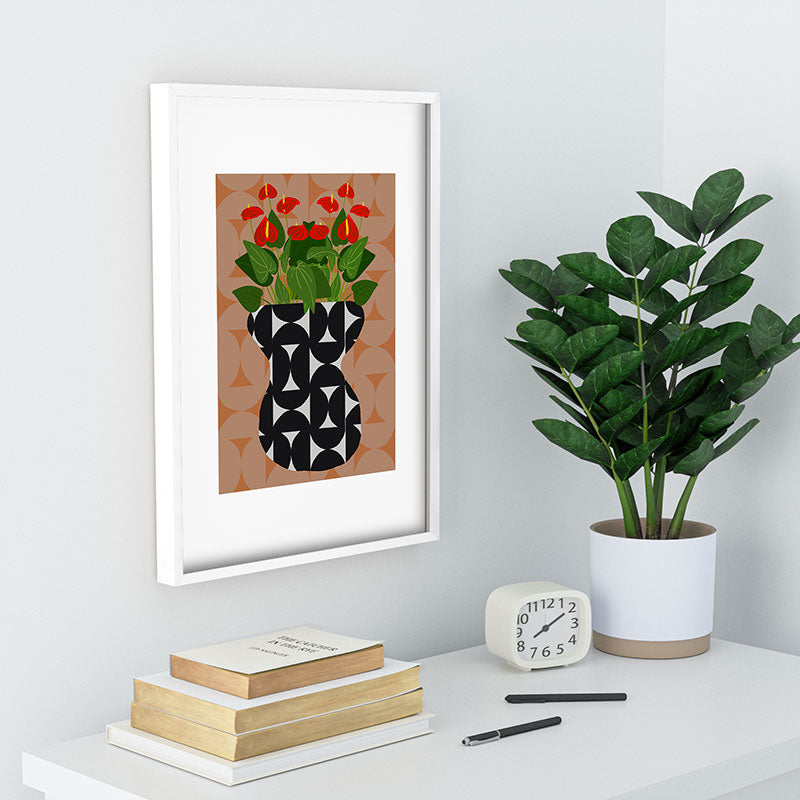 Coco de Paris Green plant retro style 7 Recessed Framing Rectangle