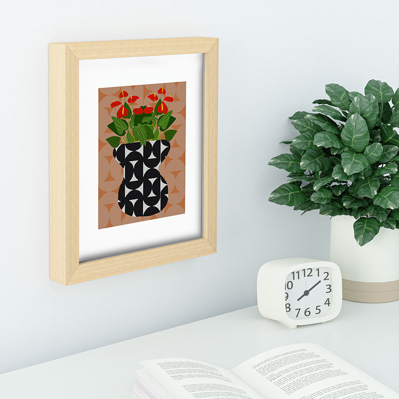 Coco de Paris Green plant retro style 7 Recessed Framing Rectangle