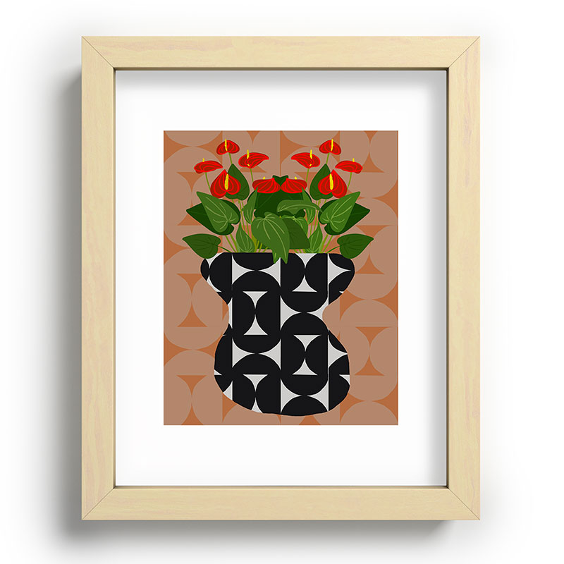 Coco de Paris Green plant retro style 7 Recessed Framing Rectangle