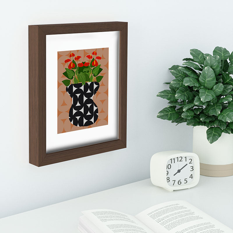 Coco de Paris Green plant retro style 7 Recessed Framing Rectangle